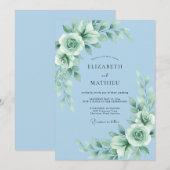 Invitation Mariage Rose Menthe Céleste (Devant / Derrière)
