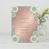 Invitation Mariage Rose Menthe Cuivre (Debout devant)