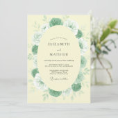 Invitation Mariage Rose Menthe Jaune Pâle (Debout devant)