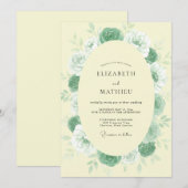 Invitation Mariage Rose Menthe Jaune Pâle (Devant / Derrière)