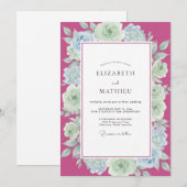Invitation Mariage Rose Menthe Magenta (Devant / Derrière)