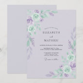 Invitation Mariage Rose Menthe Myosotis (Devant / Derrière)