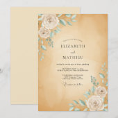 Invitation Mariage Rose Menthe Ocre (Devant / Derrière)