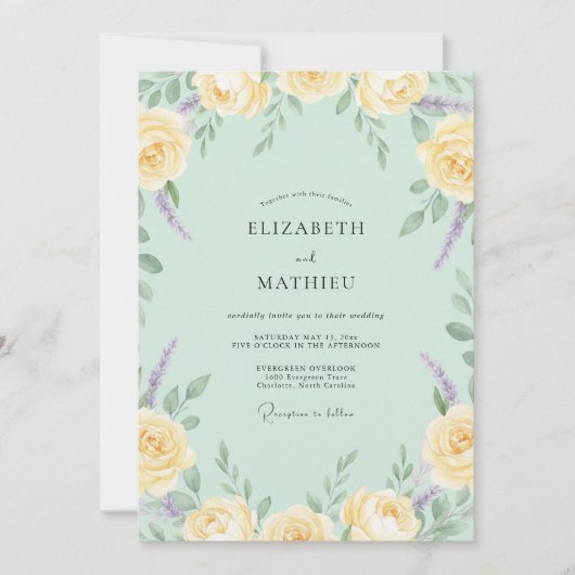 Invitation Mariage Rose Mentholée Beurre (Devant)
