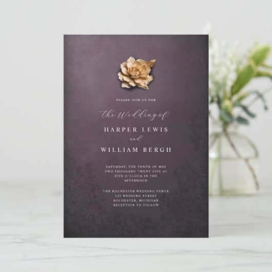 Invitation mariage rose minimaliste (Debout devant)
