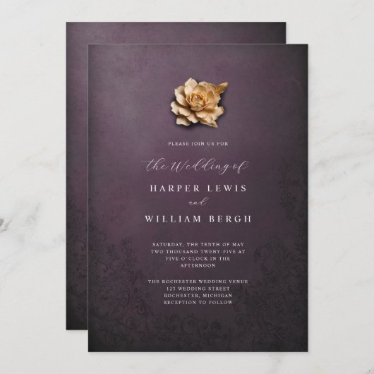 Invitation mariage rose minimaliste (Devant / Derrière)