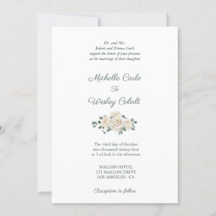 Invitation Mariage Rose minimaliste blanc et vert