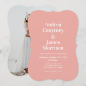 Invitation Mariage Rose Moderne (Devant / Derrière)