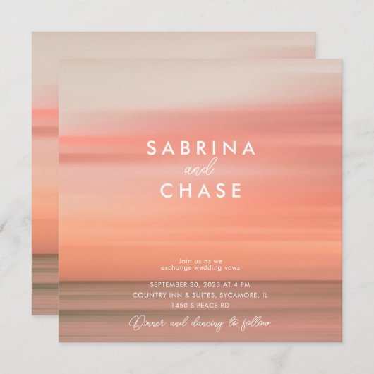 Invitation Mariage Rose moderne chic (Devant / Derrière)