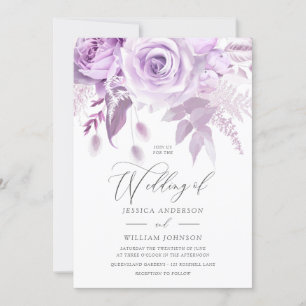 Invitation Mariage Rose moderne design moderne Lavender