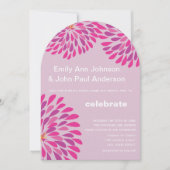 Invitation Mariage rose moderne Floral Chrysanthemum (Devant)