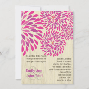 Invitation Mariage rose moderne Floral Chrysanthemum