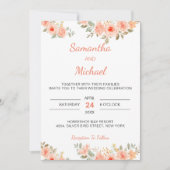 Invitation Mariage Rose moderne Floral Rose et Bourgogne (Devant)