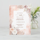 Invitation mariage rose moderne Golden rose clair (Debout devant)