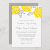 Invitation Mariage Rose moderne jaune et gris (Devant / Derrière)