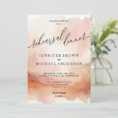 Invitation Mariage Rose moderne or aquarelle Dîner (Debout devant)