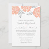 Invitation Mariage Rose moderne Peach et Grey (Devant)