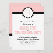 Invitation Mariage rose Monogramme Inviter ou toute couleur (Devant / Derrière)