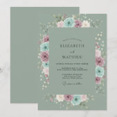 Invitation Mariage Rose Mousse de Mer (Devant / Derrière)