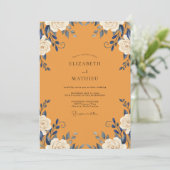 Invitation Mariage Rose Navy Or (Debout devant)