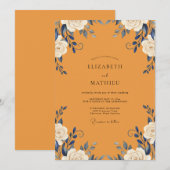 Invitation Mariage Rose Navy Or (Devant / Derrière)