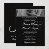 Invitation Mariage Rose noir et blanc d'argent (Devant / Derrière)