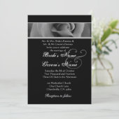 Invitation Mariage Rose noir et blanc d'argent (Debout devant)