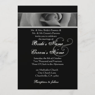 Invitation Mariage Rose noir et blanc d'argent
