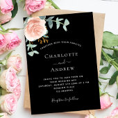 Invitation Mariage rose noir or verdure de luxe