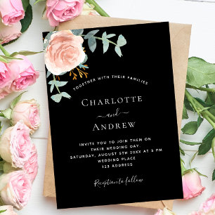 Invitation Mariage rose noir or verdure de luxe