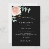 Invitation Mariage rose noir or verdure de luxe (Devant)