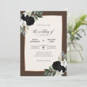 Invitation Mariage Rose Noire Marron (Debout devant)