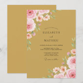 Invitation Mariage Rose Ochre Pink (Devant / Derrière)