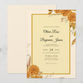 Invitation Mariage Rose Ocre Miel (Devant / Derrière)