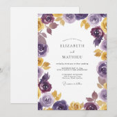 Invitation Mariage Rose Ocre Prune (Devant / Derrière)