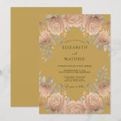 Invitation Mariage Rose Opulente Jaune Moutarde (Devant / Derrière)