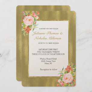 Invitation Mariage rose or