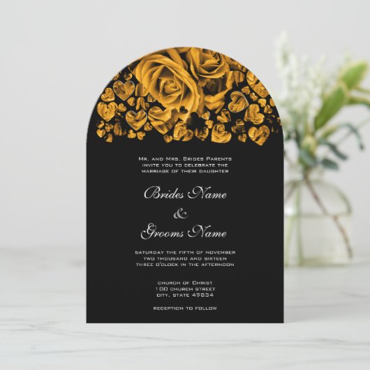 Invitation Mariage Rose or (Debout devant)