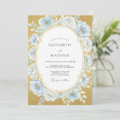 Invitation Mariage Rose Or Bleu Poudre (Debout devant)
