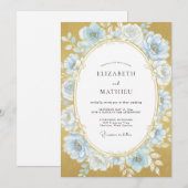 Invitation Mariage Rose Or Bleu Poudre (Devant / Derrière)