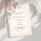 Invitation mariage rose or blush à arc fleuri