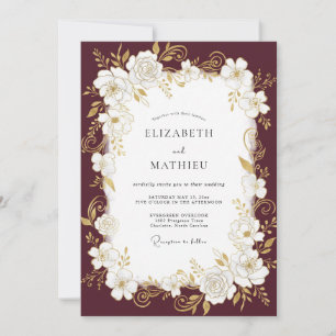 Invitation Mariage Rose Or Doré