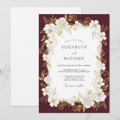 Invitation Mariage Rose Or Doré (Devant / Derrière)