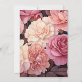 Invitation Mariage rose or et flou floral (Dos)