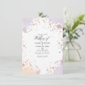 Invitation Mariage rose or et pastel violet peintures  (Debout devant)