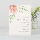 Invitation mariage rose or fleuri code QR RSVP (Debout devant)