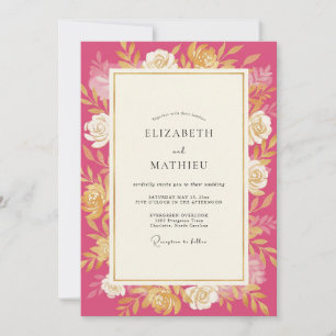 Invitation Mariage Rose Or Magenta