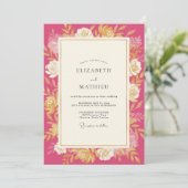 Invitation Mariage Rose Or Magenta (Debout devant)