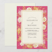 Invitation Mariage Rose Or Magenta (Devant / Derrière)