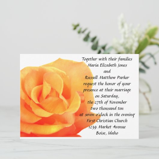 Invitation Mariage Rose orange (Debout devant)
